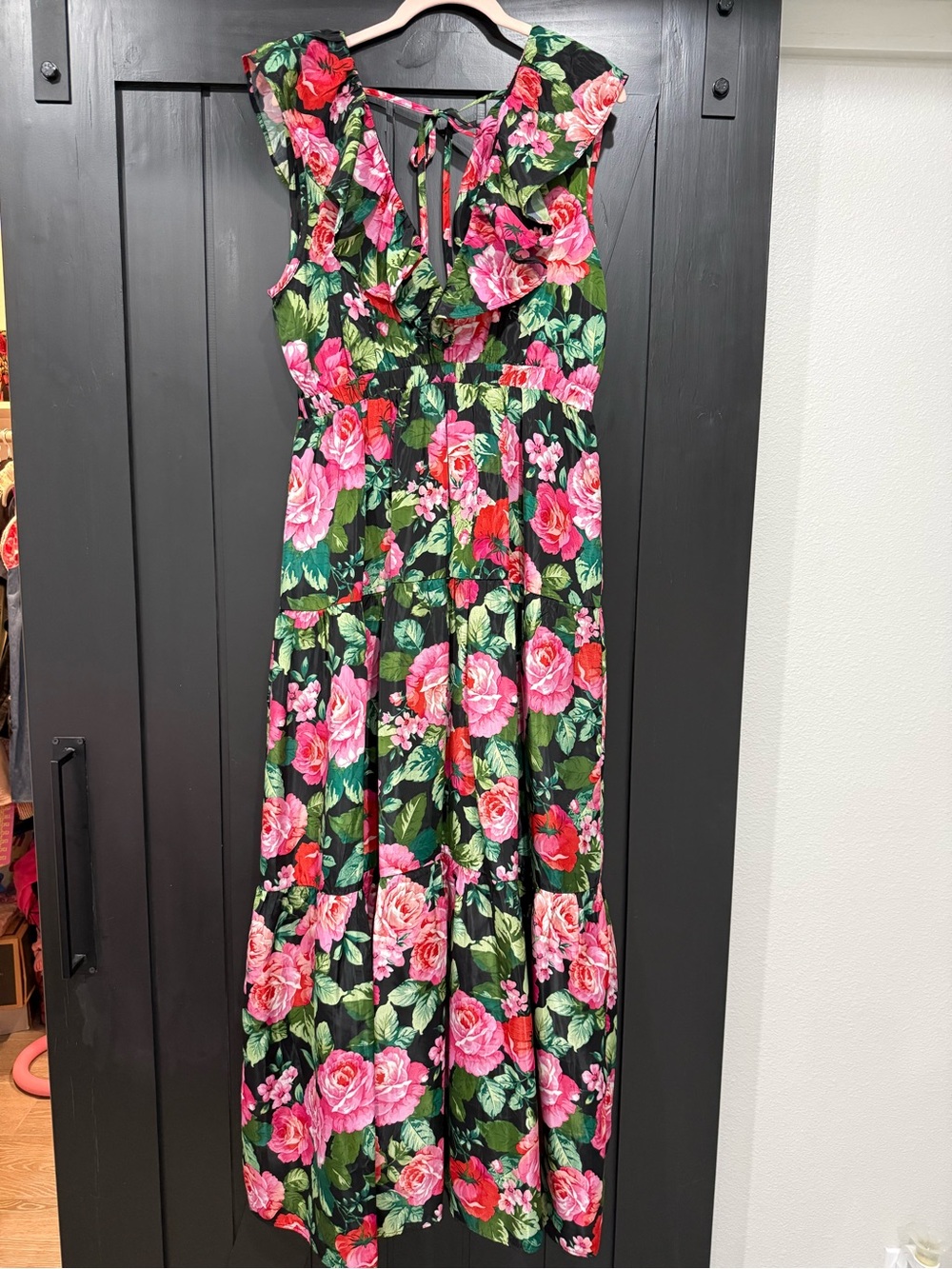 Buddy Love Pink Floral Girls Dress with Green Accents